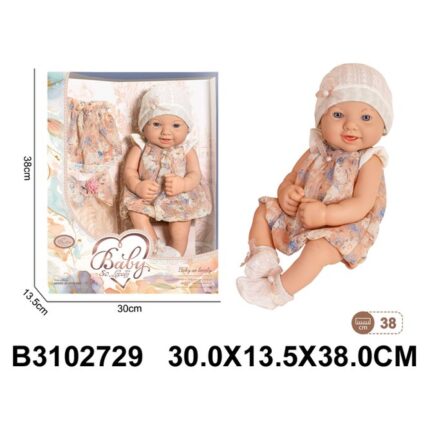 Kukull bebe me fustan dhe aksesorë