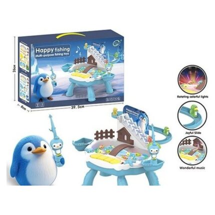 Lojë peshkimi me pinguinë, dritë dhe muzikë
