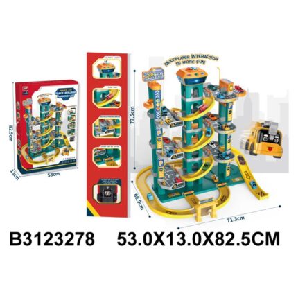Garazh shumëkatësh me pistë spirale Garazh shumëkatësh me rampa spirale dhe automjete · 3+ vjeç