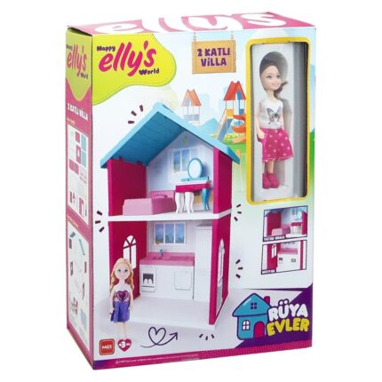 MGS Shtëpi kukullash dykatëshe Happy Elly’s World me mobilje dhe kukull, 9133