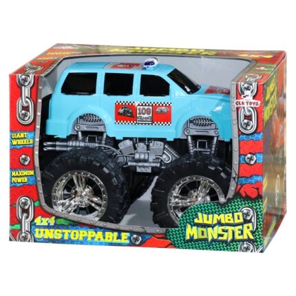 Jeep “Jumbo Monster” 4×4 Off-road jeep with big tires · blue, red or yellow · 3+ years