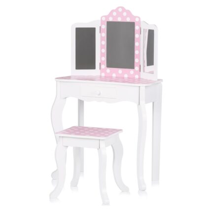 Chipolino children's dressing table with stool, pink