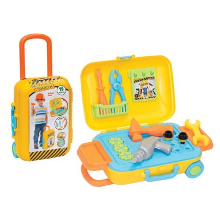 Dede Детски алат во куфер на тркала со телескопска рачка, жолт