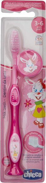 Chicco Детска четка за заби за млечни заби, 3–6 години, розова