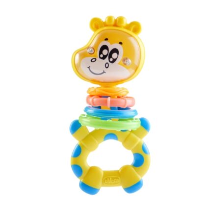 Chicco Тропалка жирафа Gilby со шарени прстени, 3–18 месеци