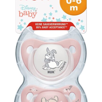 NUK Силиконска цуцла лажалка Trendline Disney Bambi, 0–6 месеци, 2 парчиња
