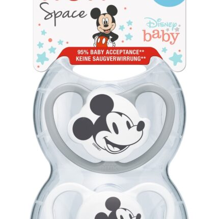 NUK Силиконска цуцла лажалка Space Disney Mickey Mouse, 6–18 месеци, 2 парчиња