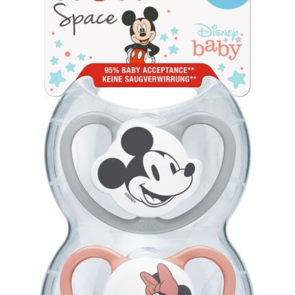 NUK Силиконска цуцла лажалка Space Disney Mickey Mouse, 6–18 месеци, 2 парчиња – слика 2