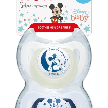 NUK Цуцла лажалка Star Day & Night Disney Mickey Mouse, 6–18 месеци, 2 парчиња