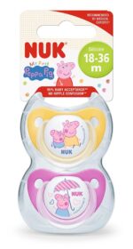 NUK Peppa Pig silicone soother, 18–36 months, 2 pieces (assorted)