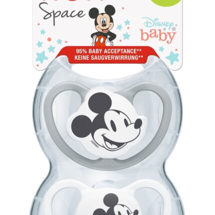 NUK Силиконска цуцла лажалка Space Disney Mickey Mouse, 18–36 месеци, 2 парчиња