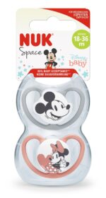 NUK Силиконска цуцла лажалка Space Disney Mickey Mouse, 18–36 месеци, 2 парчиња – слика 2