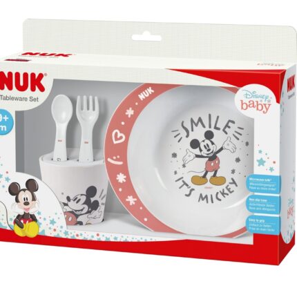 NUK Set ushqimi Disney Mickey Mouse: gotë, pjatë, lugë dhe pirun, 9+ muaj – foto 2