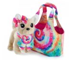 Simba ChiChi LOVE Batik Style plush dog with a colourful bag, 20 cm