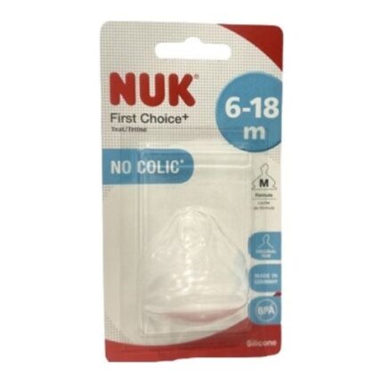 NUK Силиконска цуцла за шише First Choice+, 6–18 месеци, отвор M