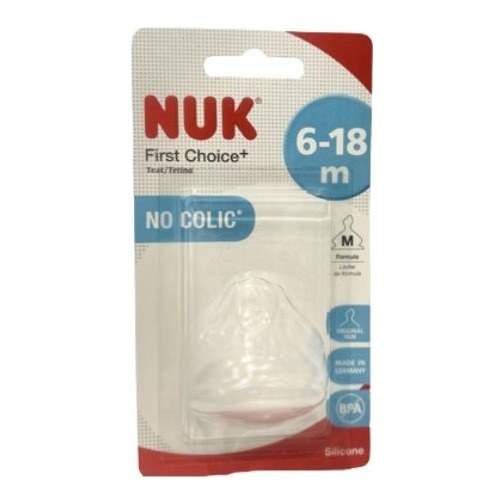 NUK Силиконска цуцла за шише First Choice+, 6–18 месеци, отвор M NUK Силиконска цуцла за шише First Choice+, 6–18 месеци, отвор M