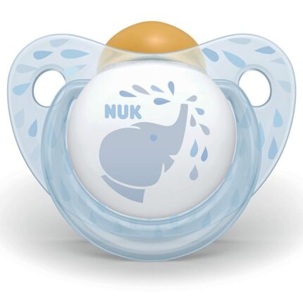 NUK Латекс цуцла лажалка Baby Blue со слонче, 6–18 месеци, сина – слика 2