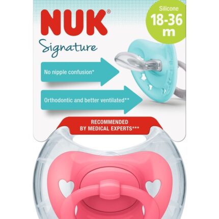 NUK Силиконска цуцла лажалка Signature, 18–36 месеци, со кутија (асортиман)