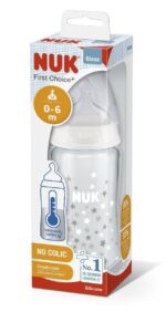 NUK First Choice+ Стаклено шише 240 ml со Temperature Control, цуцла M