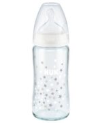 NUK First Choice+ Стаклено шише 240 ml со Temperature Control, цуцла M – слика 3