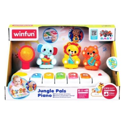Winfun Бебешка клавијатура Jungle Pals Piano со животни од џунглата, 5 тастери – слика 2