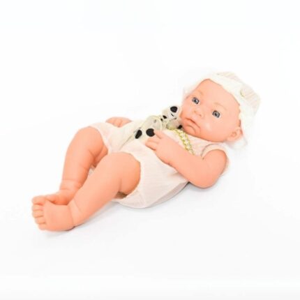Бебе кукла со реалистичен изглед, пелена и шише, 35 cm – слика 2