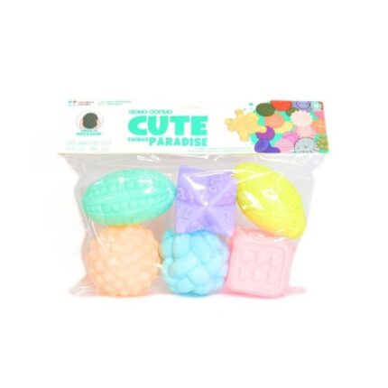 Гумени сензорни играчки за бебиња Cute Paradise, сет 6 делови