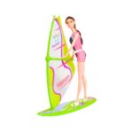 Fashion doll with surfboard and diving gear, 29 cm