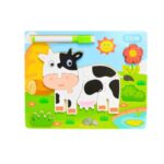 2-in-1 wooden puzzle and writing board, with marker