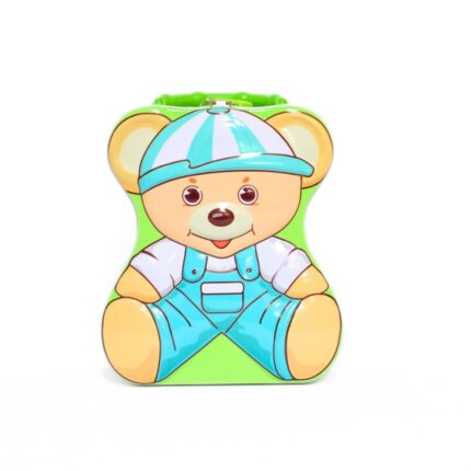 Метална детска касичка во форма на мече, 14 x 17 x 6,5 cm