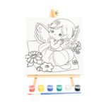 Canvas painting set with easel, tempera paints and brush, 25 x 30 cm canvas – image 2