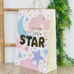 Decorative baby gift bag with lettering and gold details, 31 x 42 x 12 cm – image 3