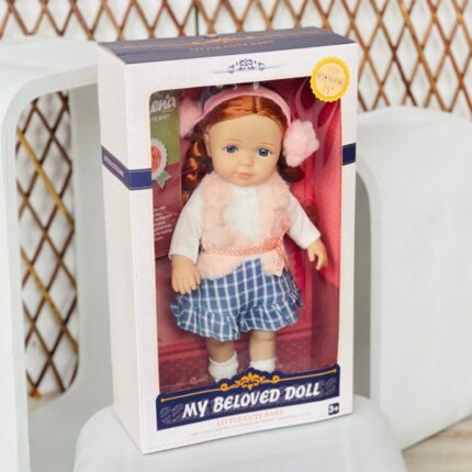 Кукла Jelena My Beloved Doll со плетенки и карирано здолниште, 36 cm