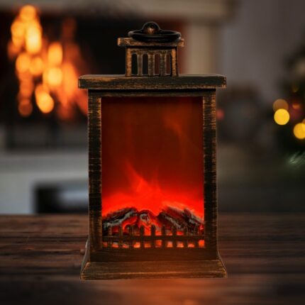 Декоративен LED камин-фенер со ефект на пламен, 14,5 x 12 x 26 cm – слика 2