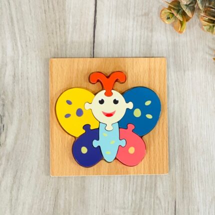 Мала дрвена сложувалка на подлога, 15 x 15 cm – пеперутка, делфин или риба