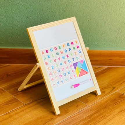 Двострана дрвена табла за креда и маркер со магнети, 39 x 27 cm – слика 2