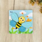 Дебела дрвена сложувалка 15 x 15 cm – возила и животни – слика 3