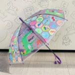 Children's transparent umbrella with dinosaurs and whistle on the handle, 65 x 82 cm – image 2