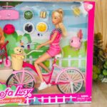 Defa кукла Lucy со велосипед, тротинет и куче, сет Outdoor Riding – слика 3