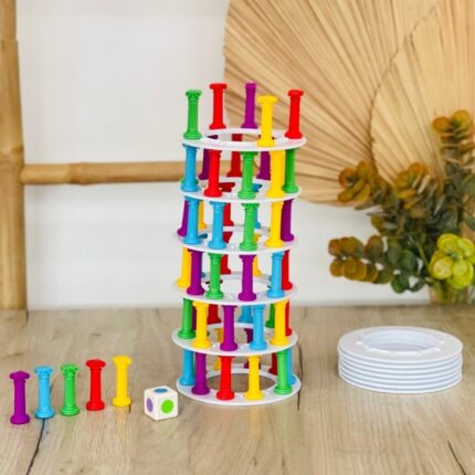 Друштвена игра Collapsing Game – кула што се урива, 13 прстени и 60 столбчиња