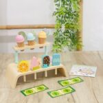 Wooden ice cream shop with magnetic scoops and shelf – image 2