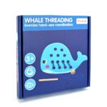 Дрвена играчка за нижење Кит Whale Threading, со врвка и игла – слика 3
