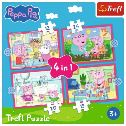 Trefl Сложувалка 4 во 1 Peppa Pig – Пепа сака авантури, 12, 15, 20 и 24 парчиња – слика 2