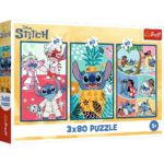 Trefl Puzzle 3 x 80 pjesë Disney Stitch – Bota e Stitch-it