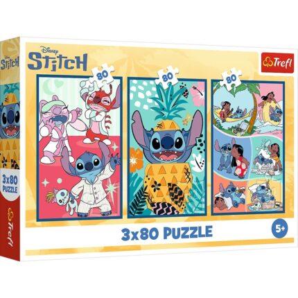 Trefl Сложувалка 3 x 80 парчиња Disney Stitch – Светот на Стич