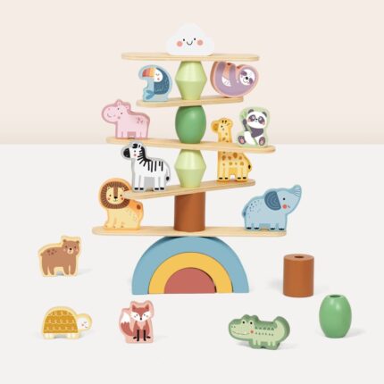 Tooky Toy Дрвен сет животни за редење и баланс Stacking Animals, 29 делови – слика 2
