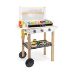 Viga Детска дрвена скара BBQ Set на тркала, со 47 додатоци