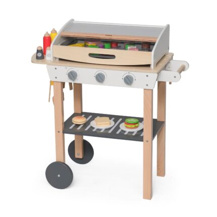 Viga Детска дрвена скара BBQ Set на тркала, со 47 додатоци – слика 2