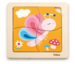 Viga Дрвена сложувалка Handy Flat Puzzle Пеперуга, 4 дела