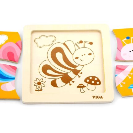 Viga Дрвена сложувалка Handy Flat Puzzle Пеперуга, 4 дела – слика 2